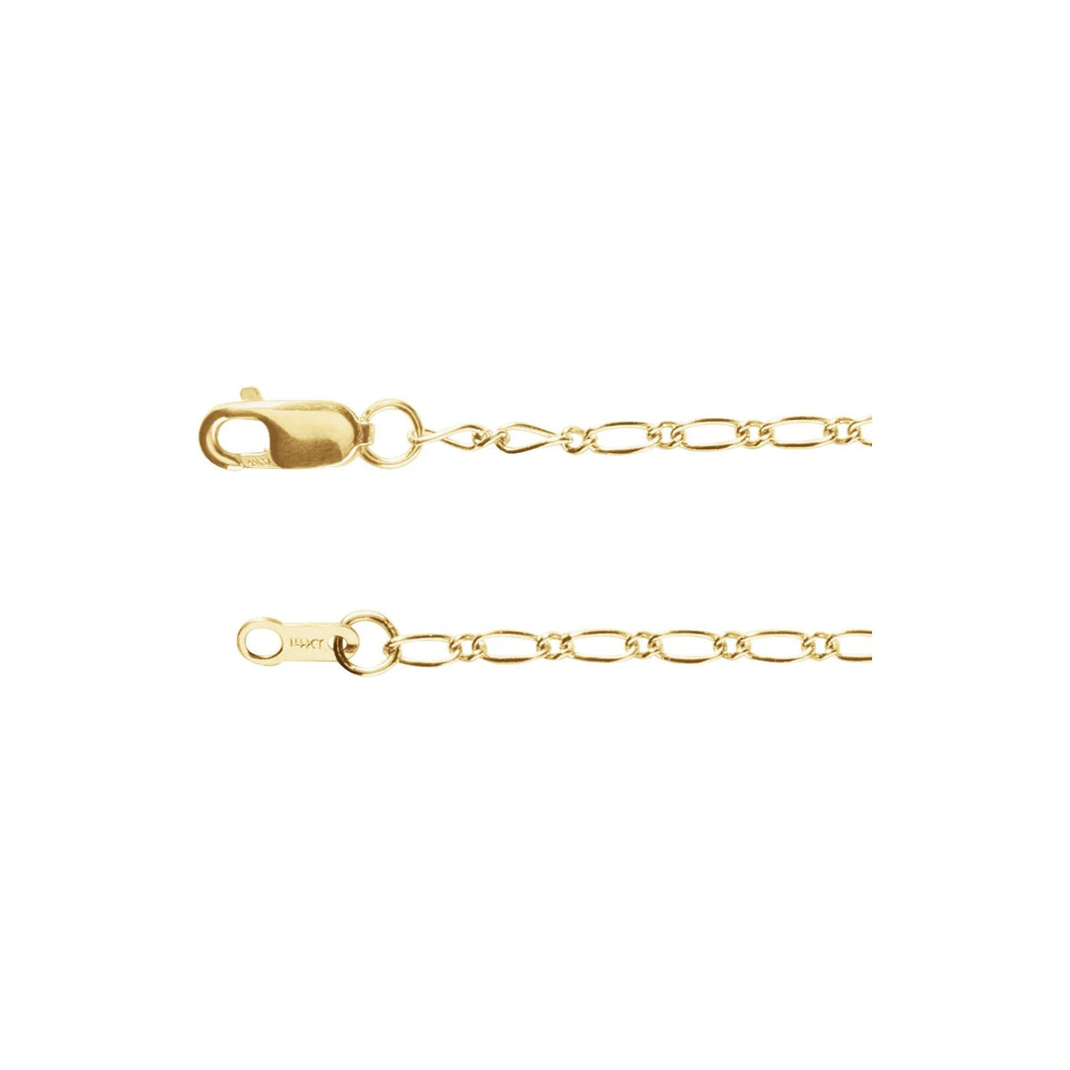 Ripple Chain Bracelet, 1.5mm figaro style chain in 14kt yellow gold