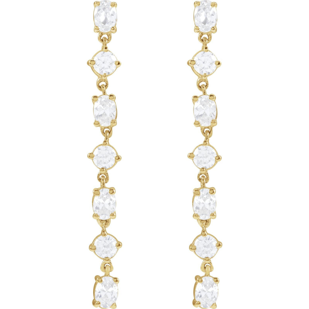 Glimmer Diamond Drops, seven stone lab grown diamond earrings in 14kt yellow gold