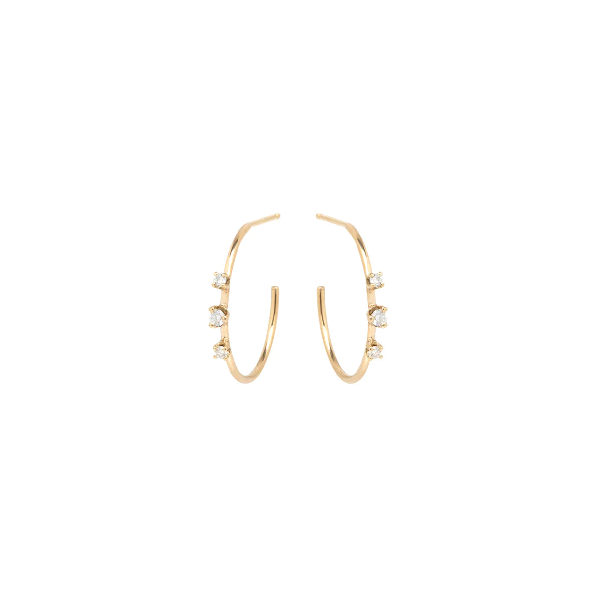 3 DIAMOND 14KT HOOPS