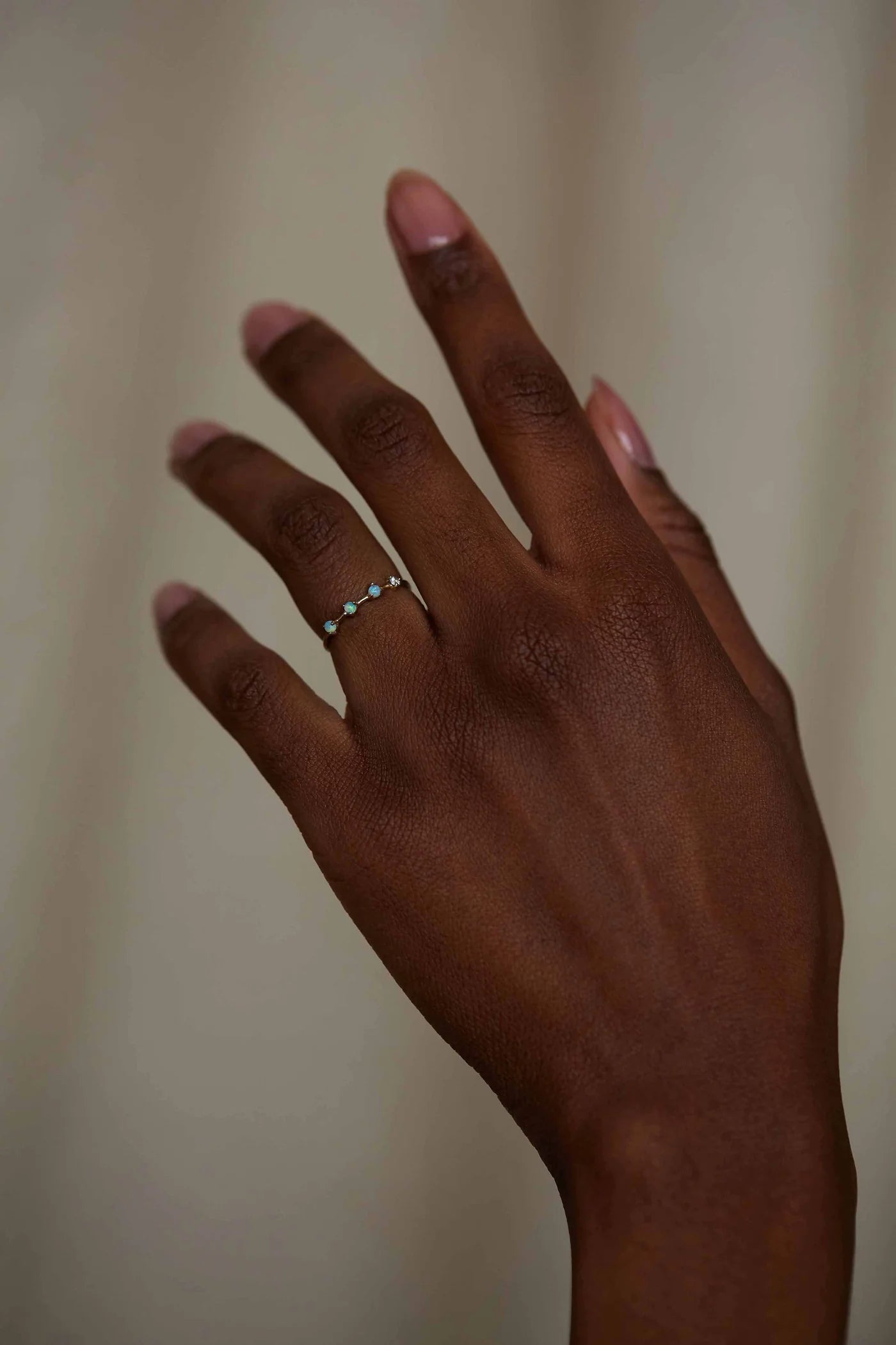 FOUR STEP RING WITH OPALS & DIAMONDS