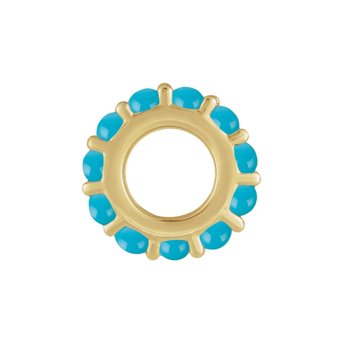 Turquoise Spacer Charm showing chain opening