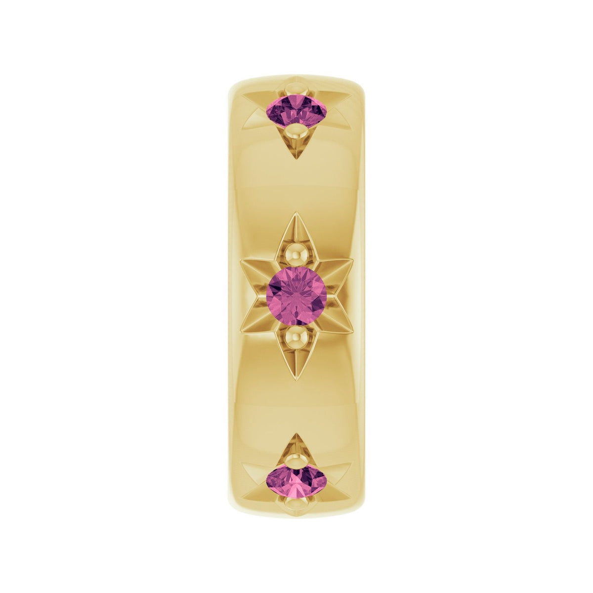 Pink Tourmaline Spacer Charm in 14kt yellow gold, front view
