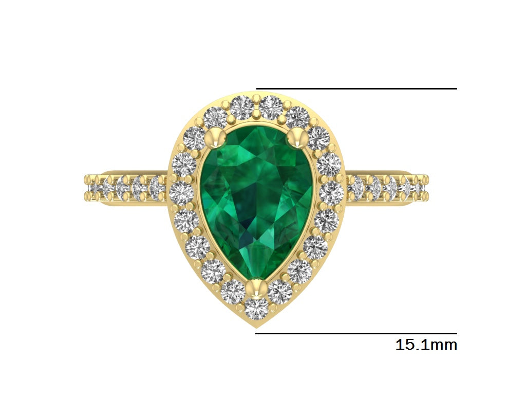14kt Classic Teardrop Halo Engagement Ring