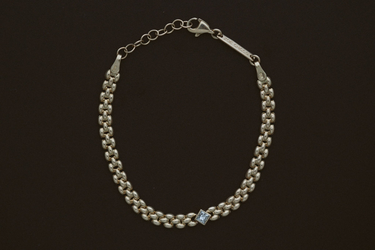 Princess Diamond Panther Bracelet by Zoe Chicco, full view with adjustable clasp
