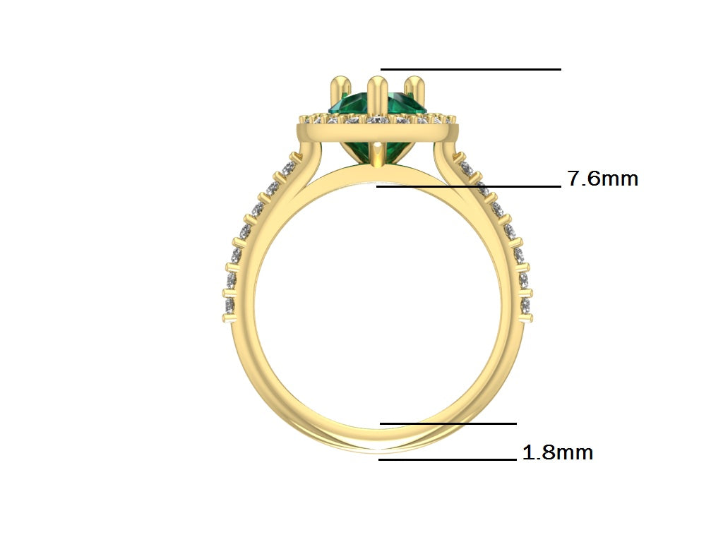 14kt Classic Teardrop Halo Engagement Ring