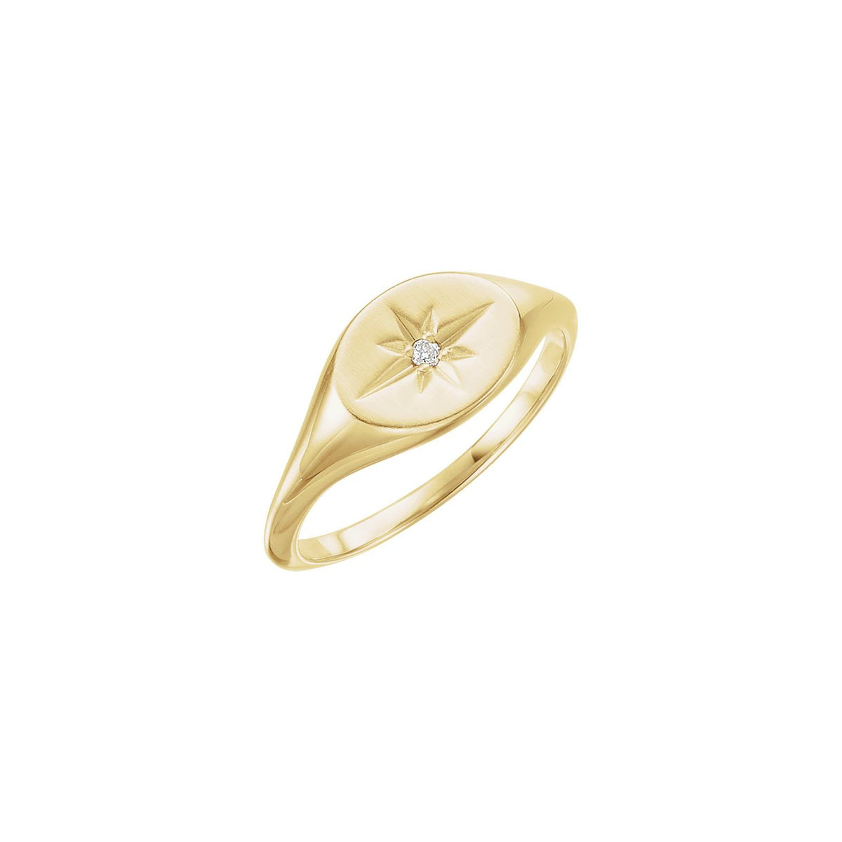 Wish Upon Signet, 14kt gold signet with a natural diamond star