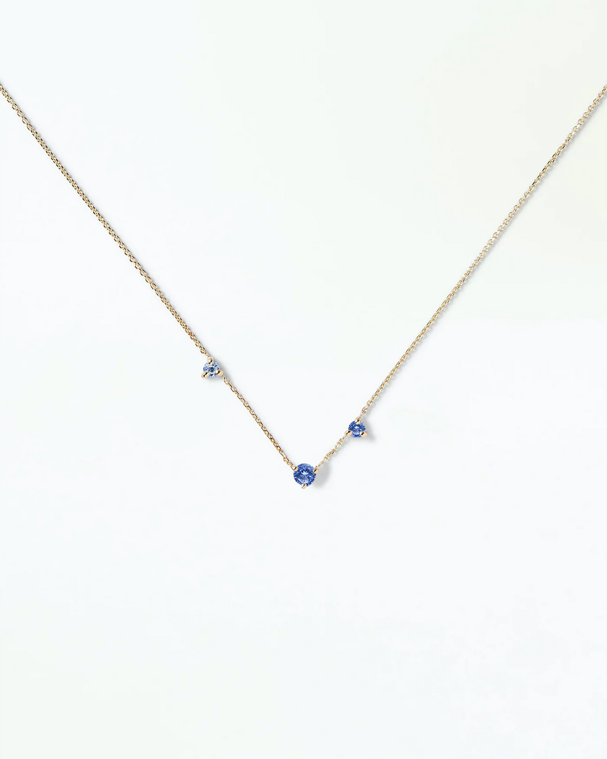 WWAKE Sapphire Three Step Necklace in 14kt yellow gold, product view