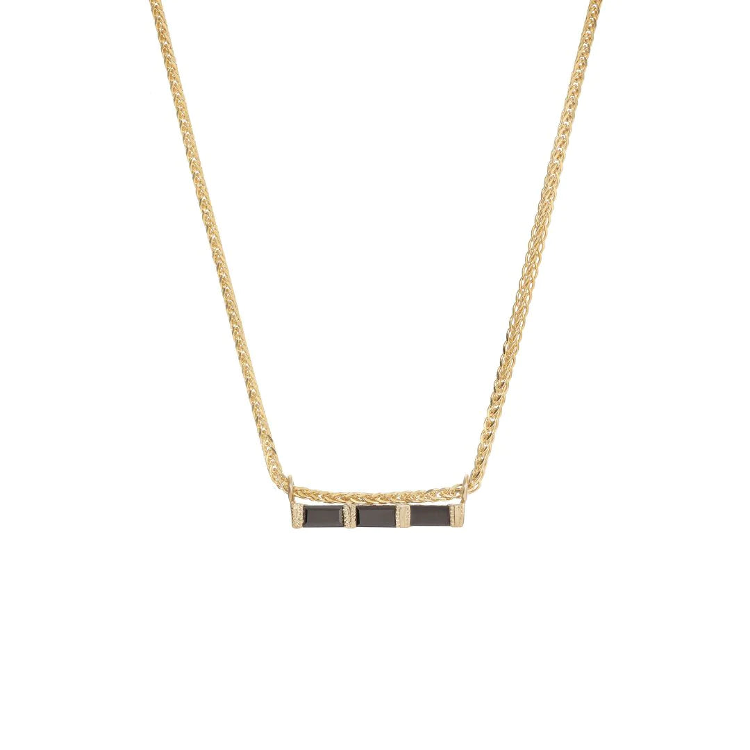 THREE BLACK DIAMOND BAGUETTE NECKLACE