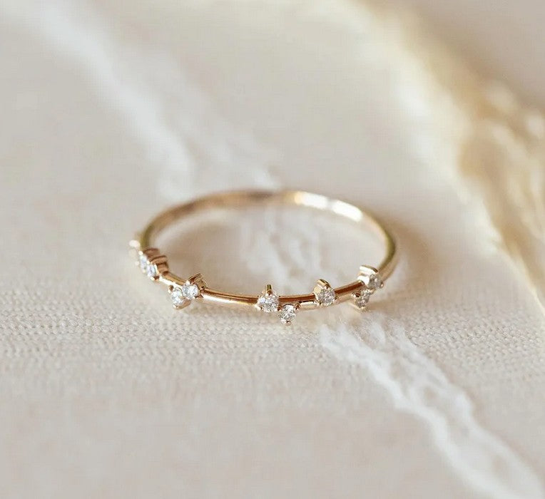Milky Way Diamond Band with scattered white diamonds in 14kt yellow gold, product view 1