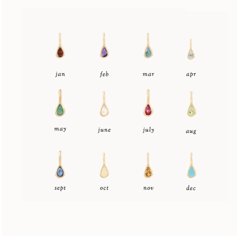 Pear Mood Birthstone Pendant worn layered