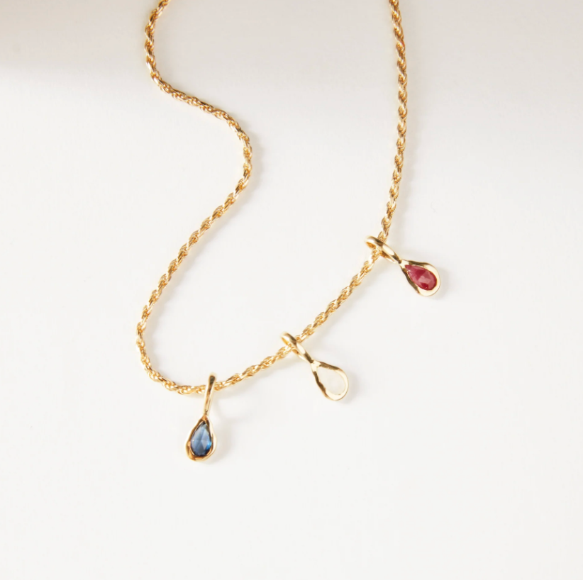 Pear Mood Birthstone Pendant in blue sapphire