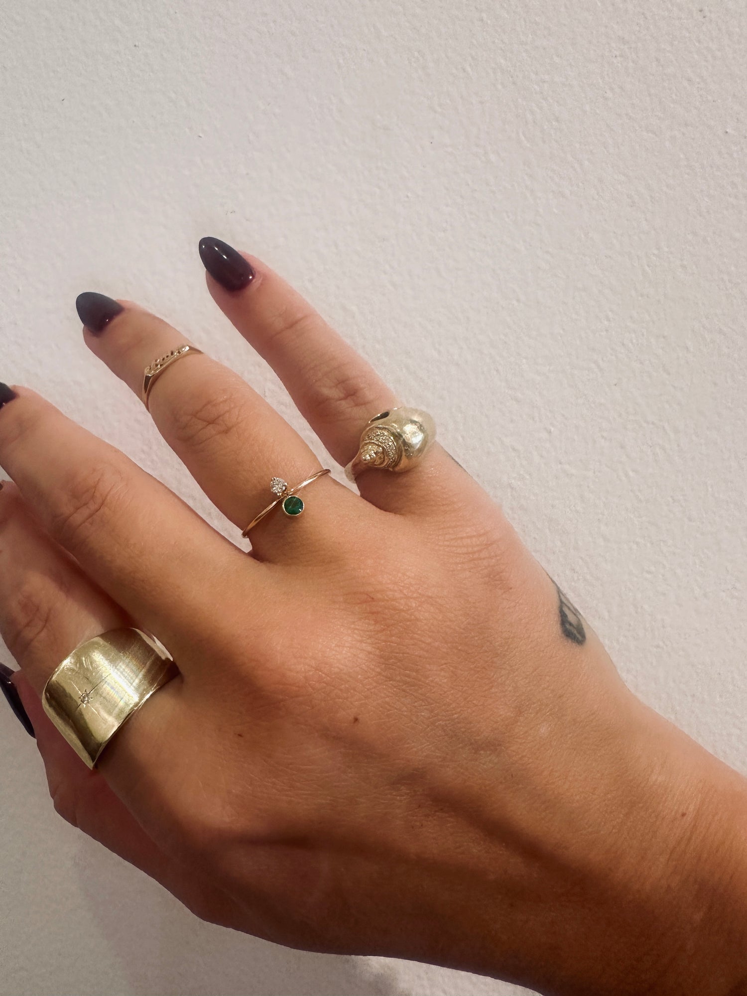 STACKED EMERALD & DIAMOND RING