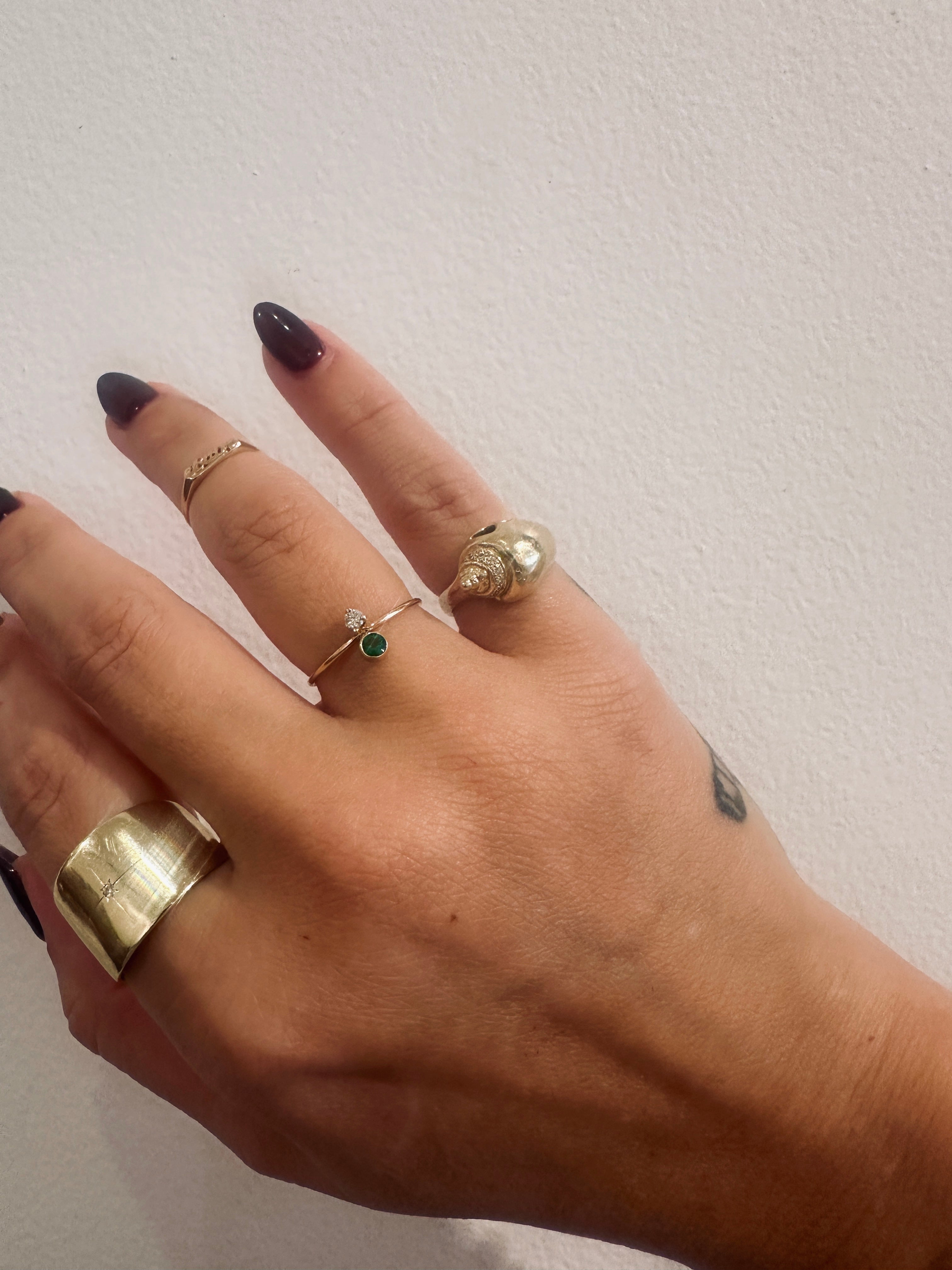 STACKED EMERALD & DIAMOND RING