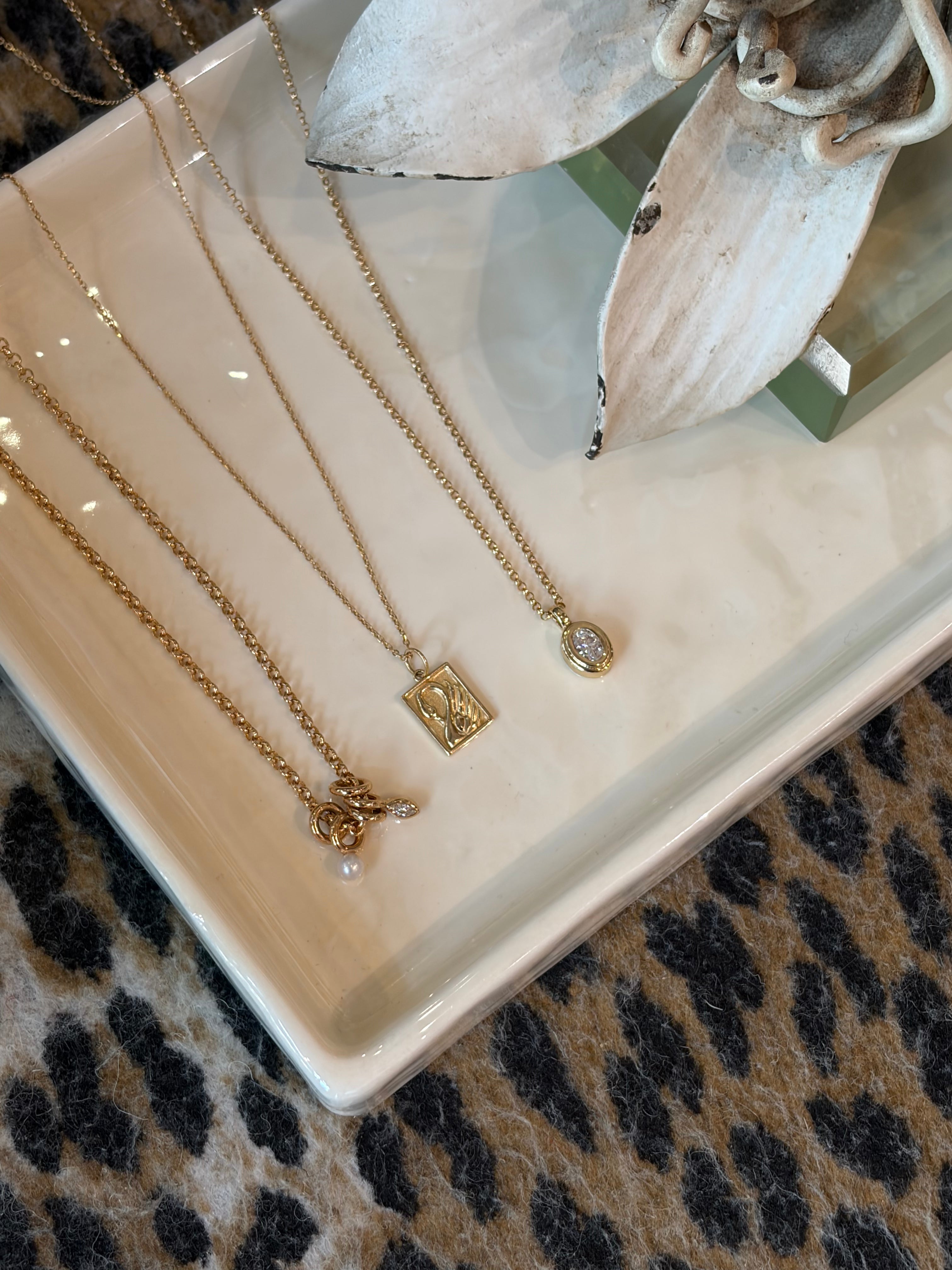 14KT MIXED RINGS DIAMOND NECKLACE