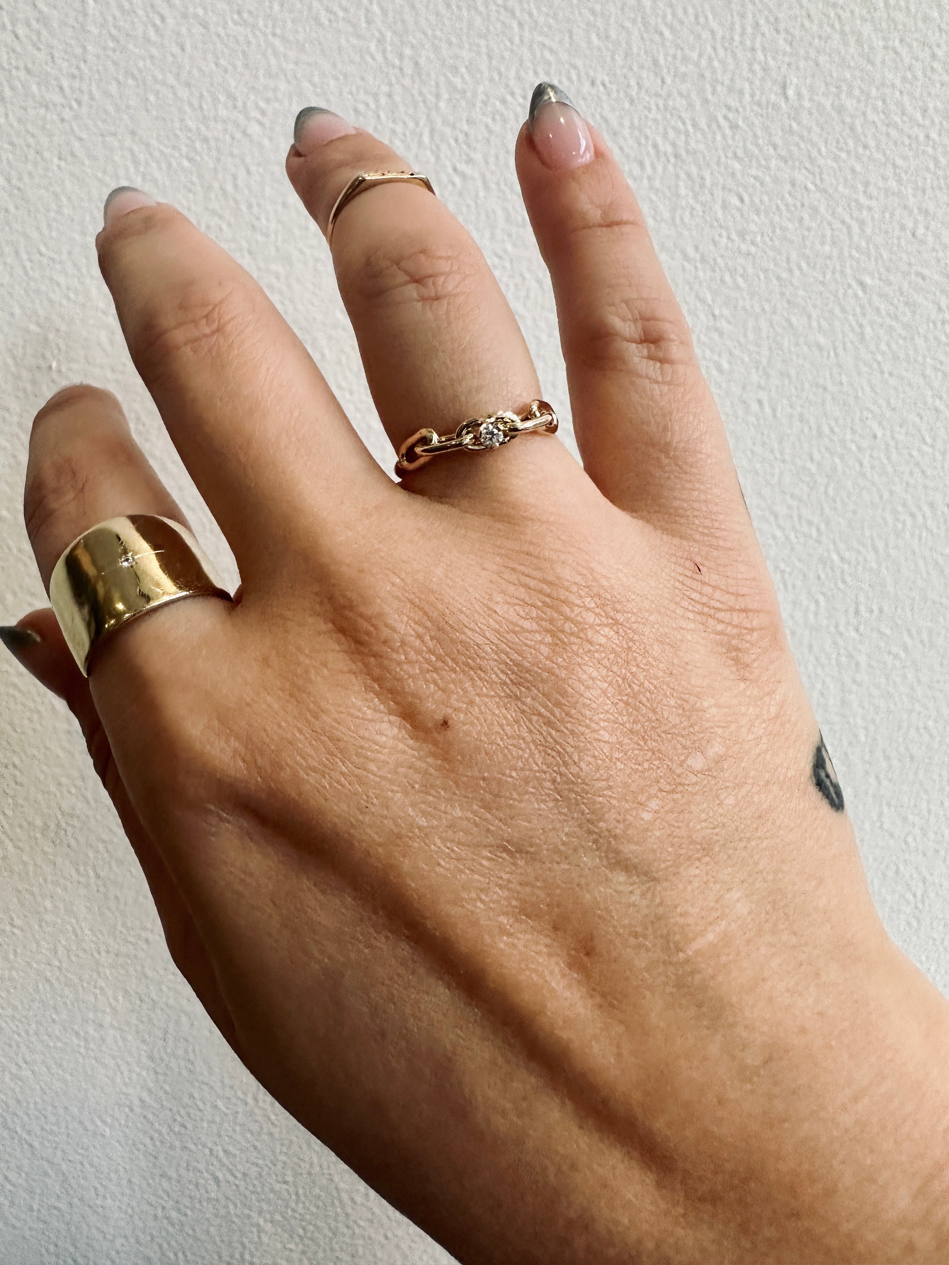 14KT DIAMOND OVAL LINK CHAIN RING