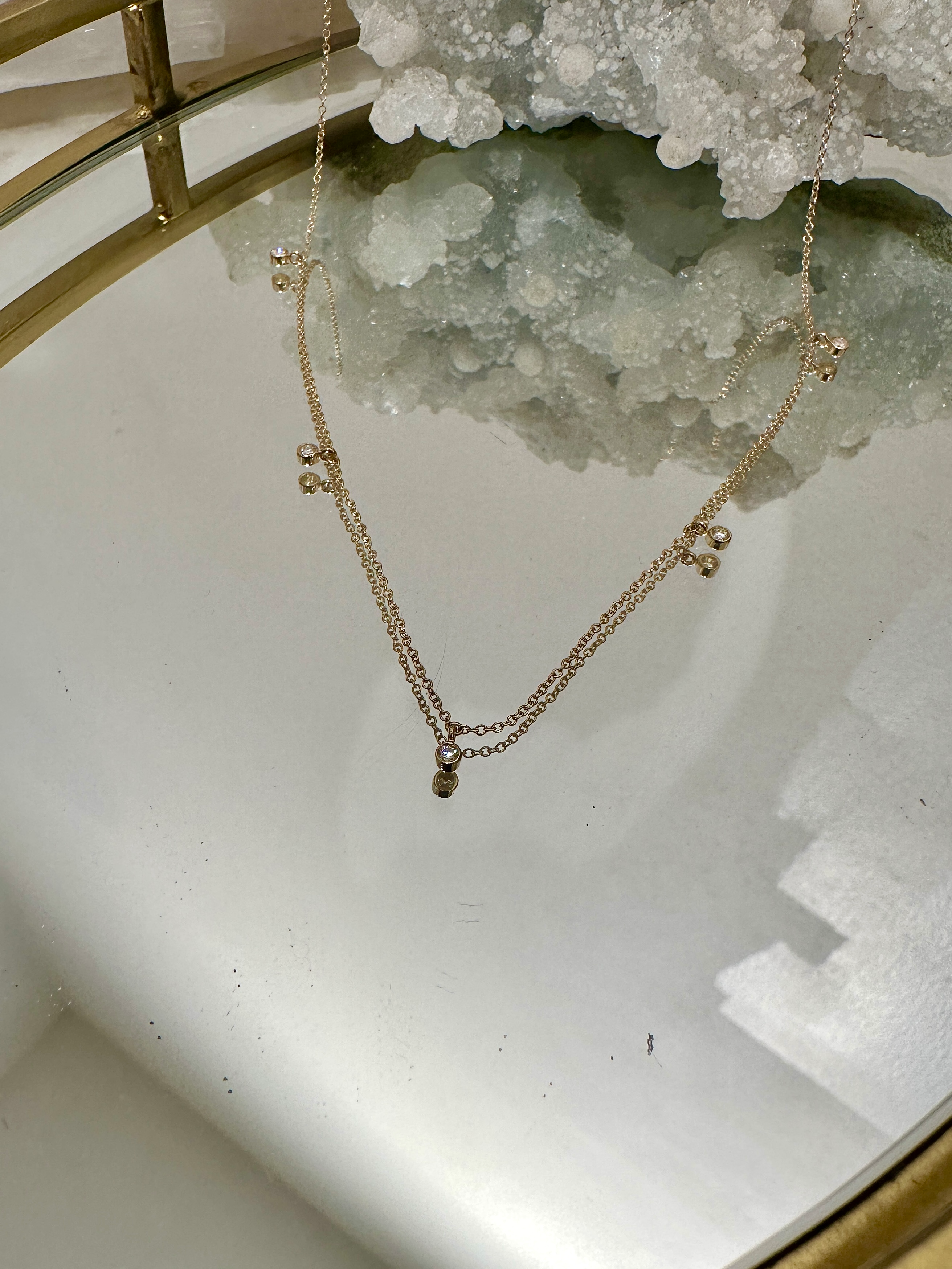 5 DANGLING DIAMONDS BEZEL NECKLACE