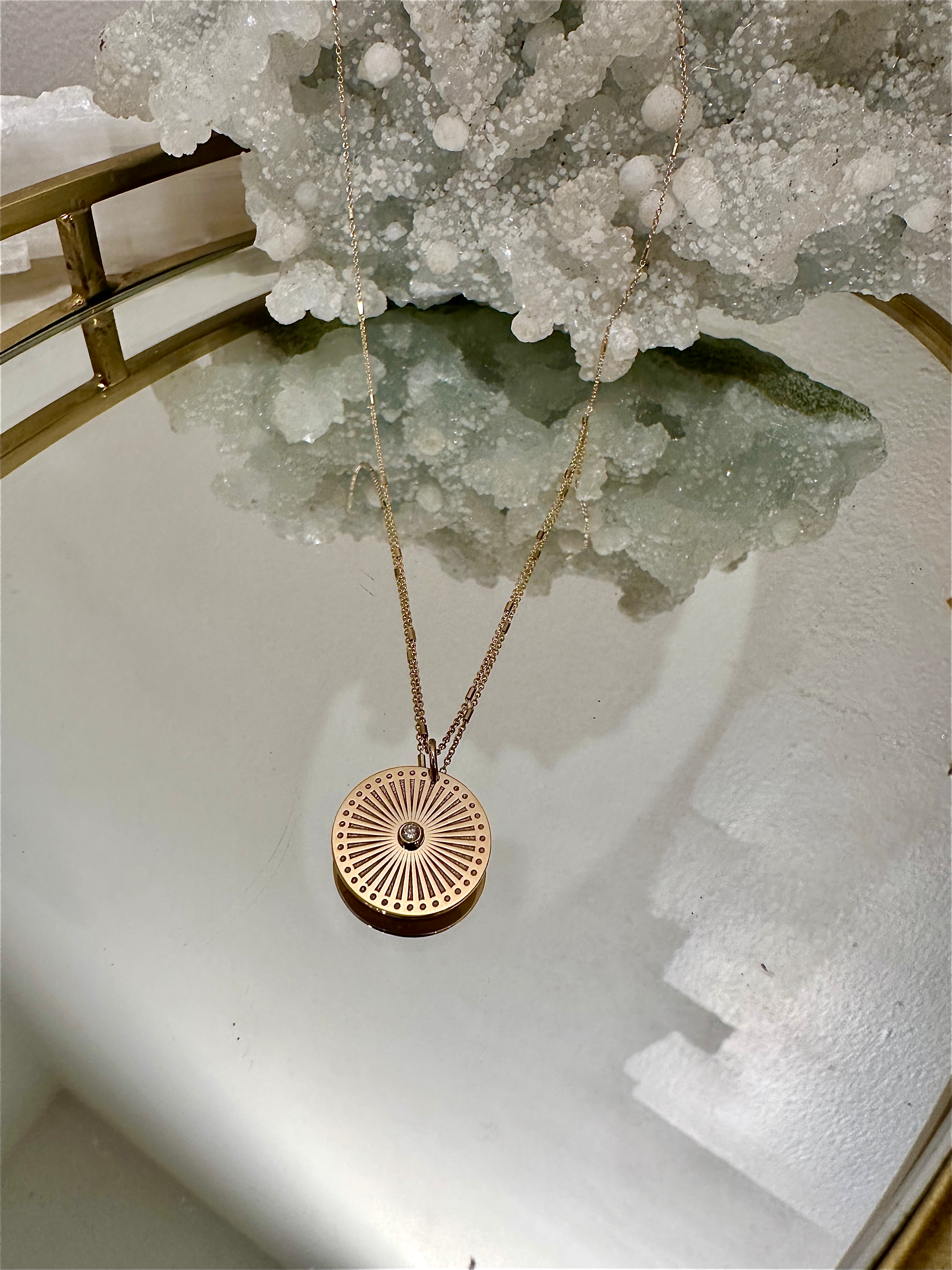 SUNBEAM MEDALIAN DIAMOND BEZEL NECKLACE