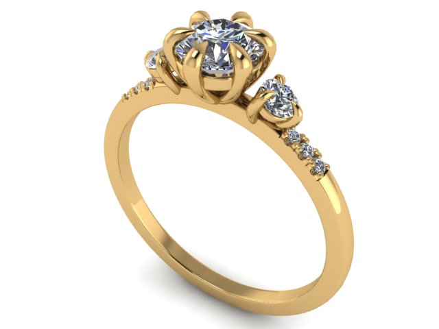 14kt Diamond Harmony Engagement Ring & Wedding Bands