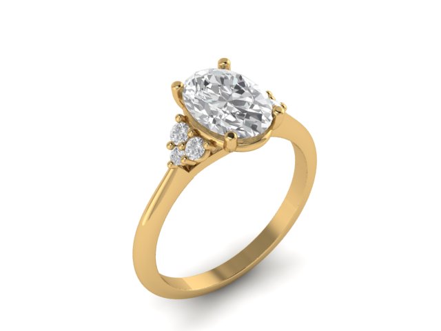 14kt Oval Diamond Balance Engagement Ring