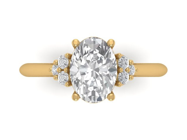 14kt Oval Diamond Balance Engagement Ring