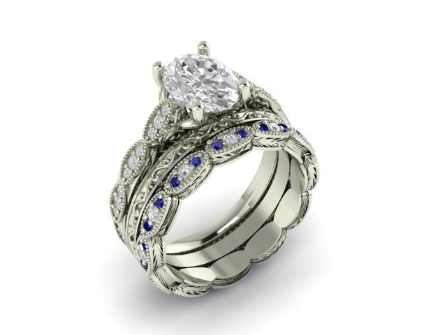 14kt Sapphire Scrolls Anniversary Band