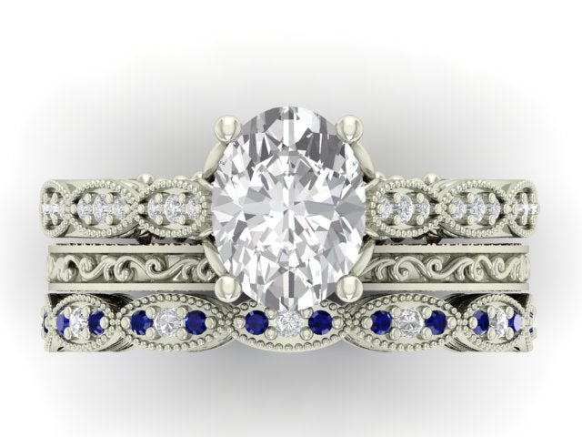 14kt Sapphire Scrolls Anniversary Band