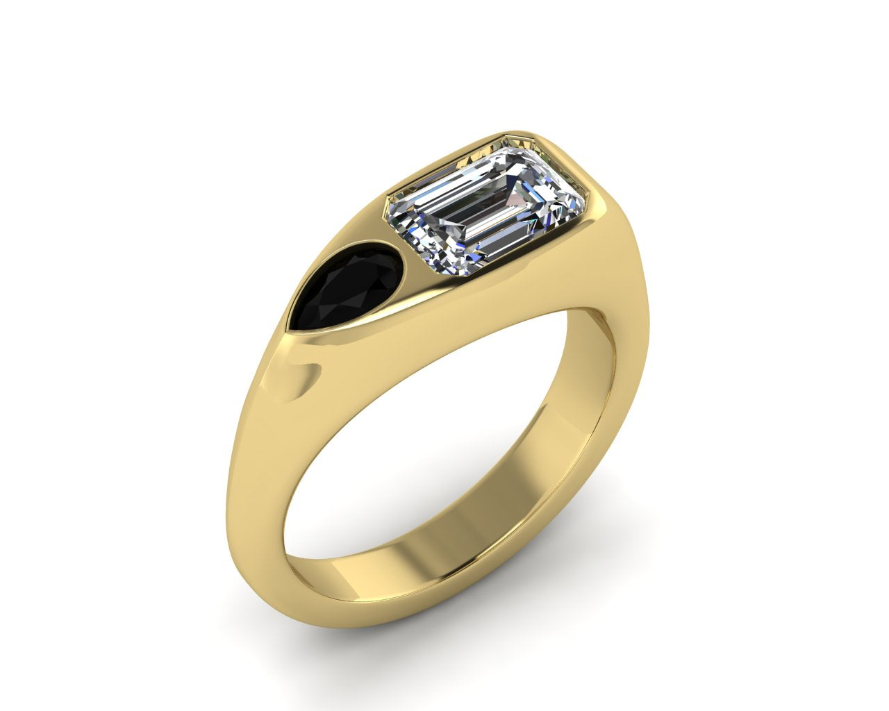 14kt Onyx Visions Signet Engagement Ring