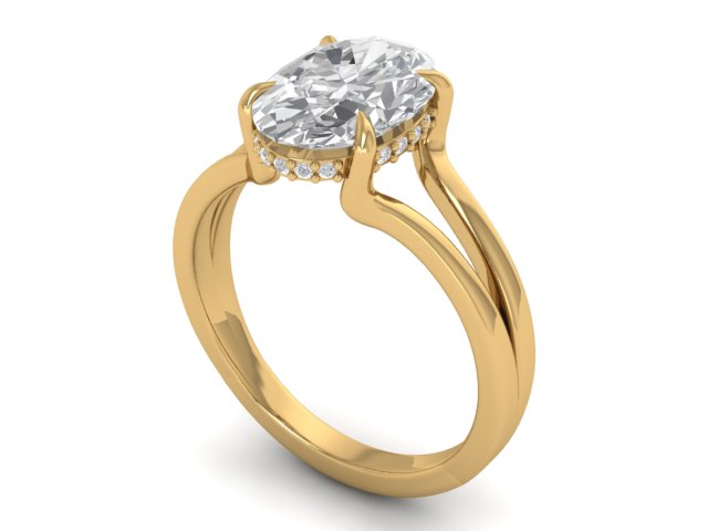 14kt Oval Diamond Flume Engagement Ring