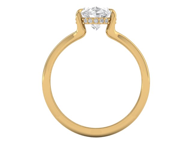 14kt Oval Diamond Flume Engagement Ring