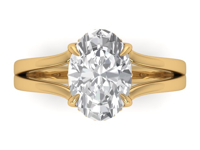 14kt Oval Diamond Flume Engagement Ring