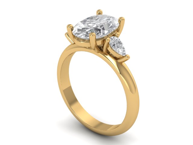 14kt Teardrop Diamond Balance Engagement Ring