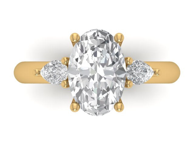 14kt Teardrop Diamond Balance Engagement Ring