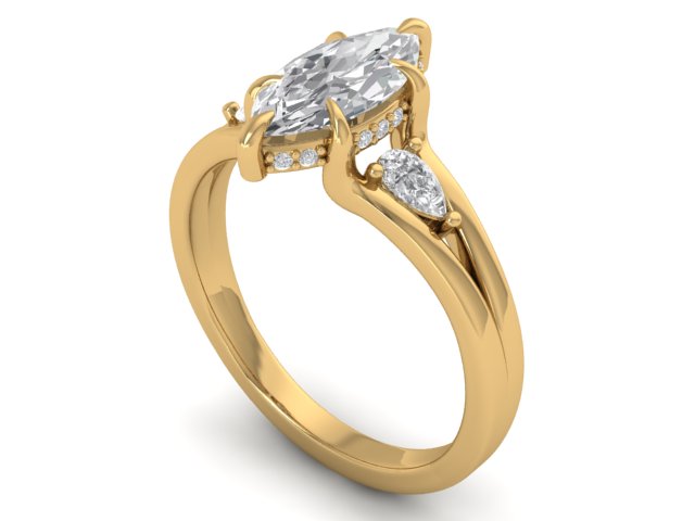 14kt Teardrop Diamond Flume Engagement Ring