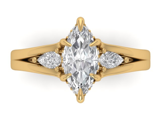 14kt Teardrop Diamond Flume Engagement Ring