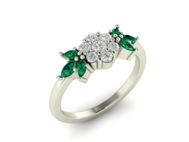 Emerald Diamond Flume Engagement Ring