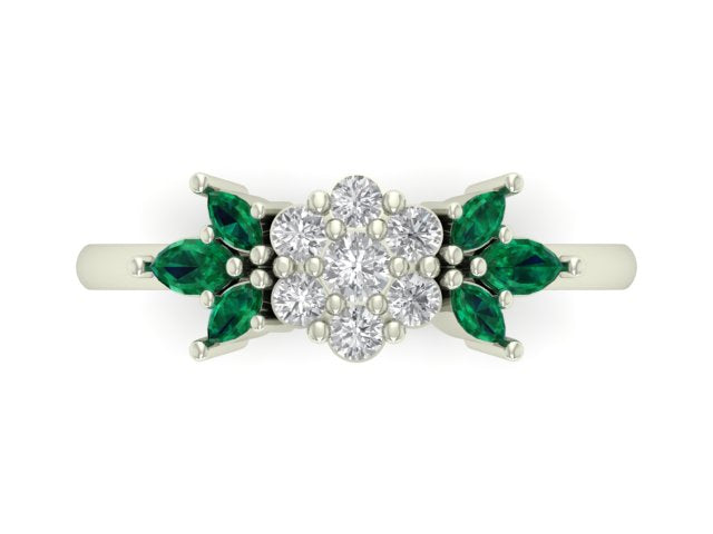 Emerald Diamond Flume Engagement Ring