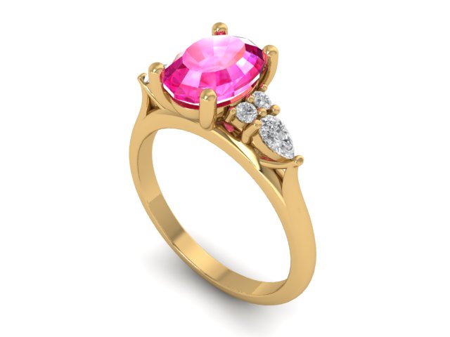 14kt Teardrop Sapphire Flume Engagement Ring