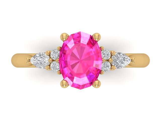 14kt Teardrop Sapphire Flume Engagement Ring