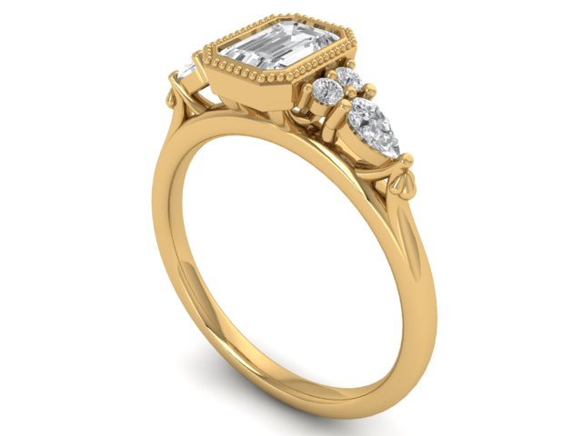 14kt Emerald Diamond Muse Engagement Redesign