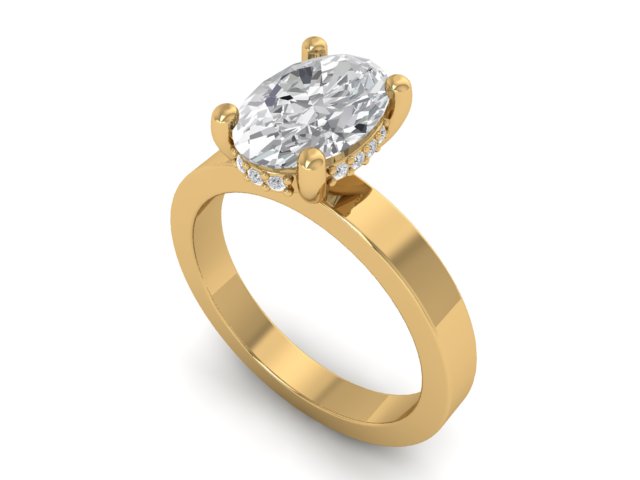 14kt Hidden Diamond Cigar Engagement Ring