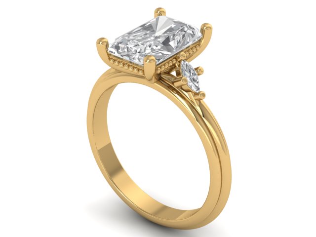 14kt Marquise Diamond Flounce Engagement Ring