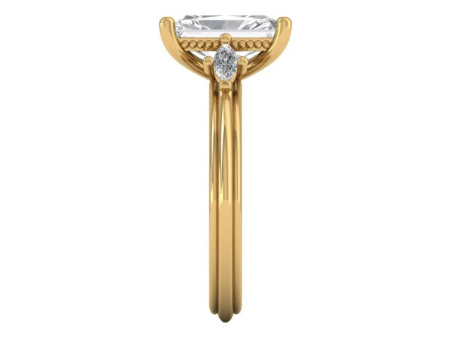 14kt Marquise Diamond Flounce Engagement Ring