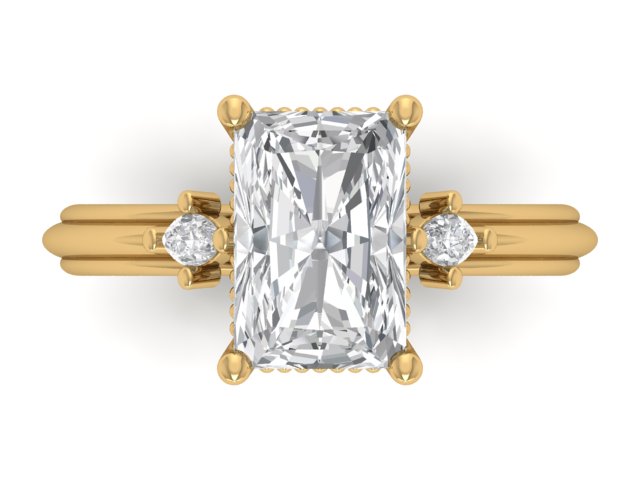 14kt Marquise Diamond Flounce Engagement Ring