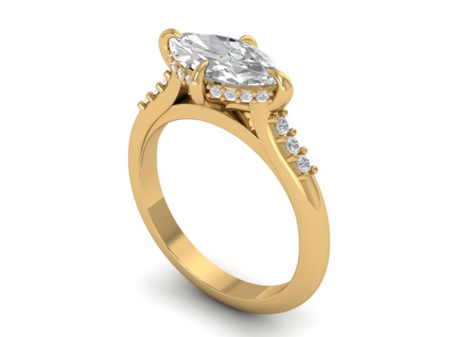 14kt Marquise Diamond Horizon Engagement Ring