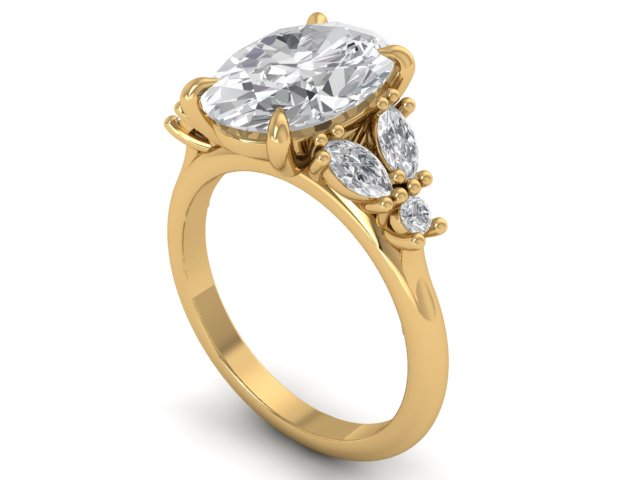 14kt Marquise Diamond Trails Engagement Ring