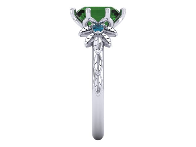 Plt Floral Diamond Fronds Engagement Ring