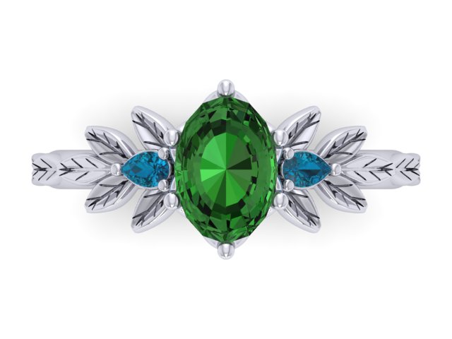 Plt Floral Diamond Fronds Engagement Ring
