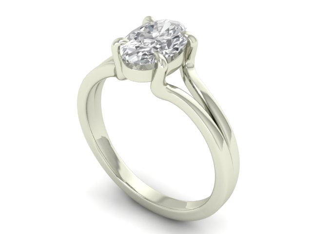 14kt Oval Diamond Flume Engagement Ring