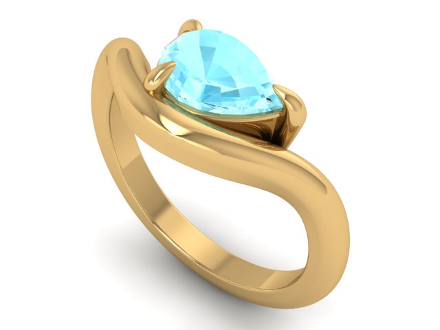 14kt Aquamarine Caress Ring