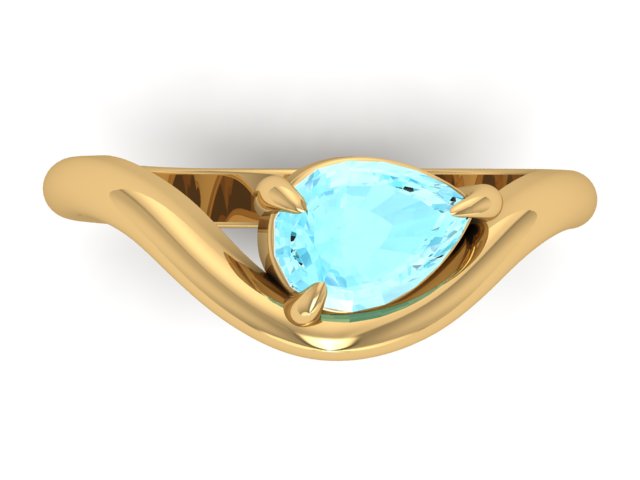 14kt Aquamarine Caress Ring